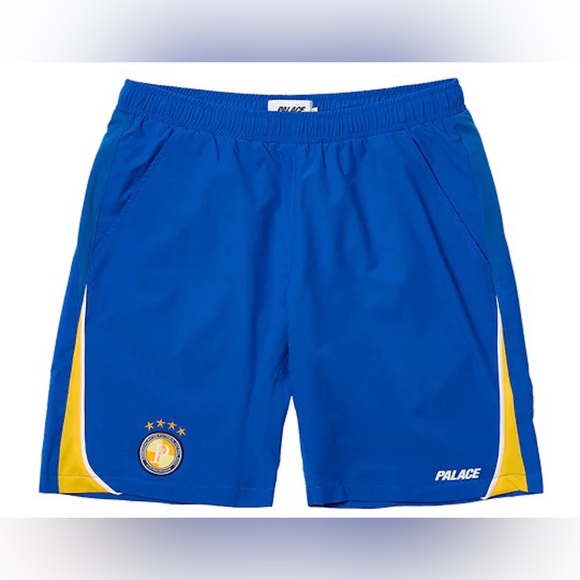 PALACE SKATEBOARDS MASSIMO FORZA SOCCER SHORTS in ULTRA, SIZE LARGE - Picture 1 of 5